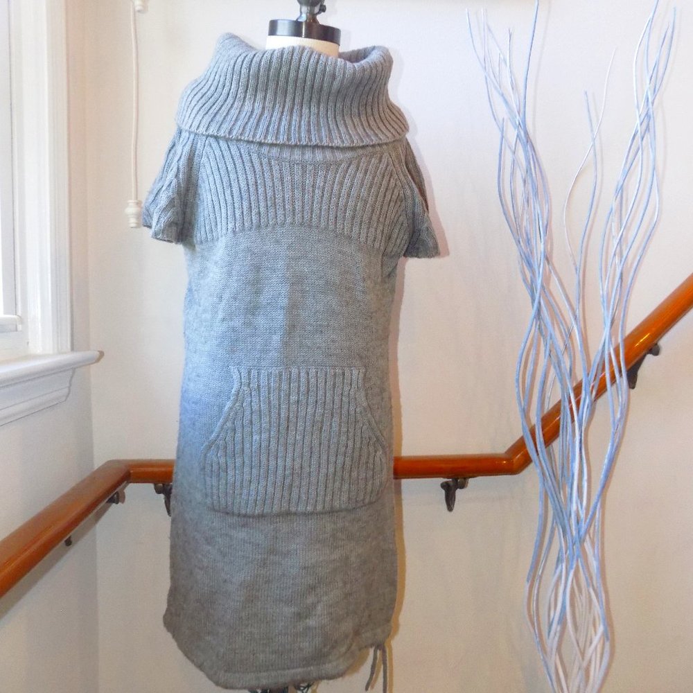 Long Sweater Dress Cowl Neck Gray Brown Size Large Misses Juniors